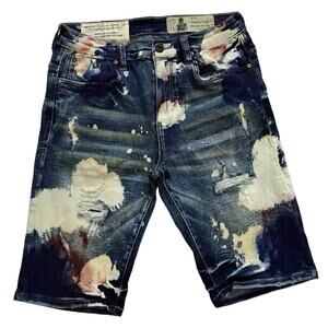 Industrial Indigo NWT Paint Splatter Medium Wash Jean Shorts Men W32